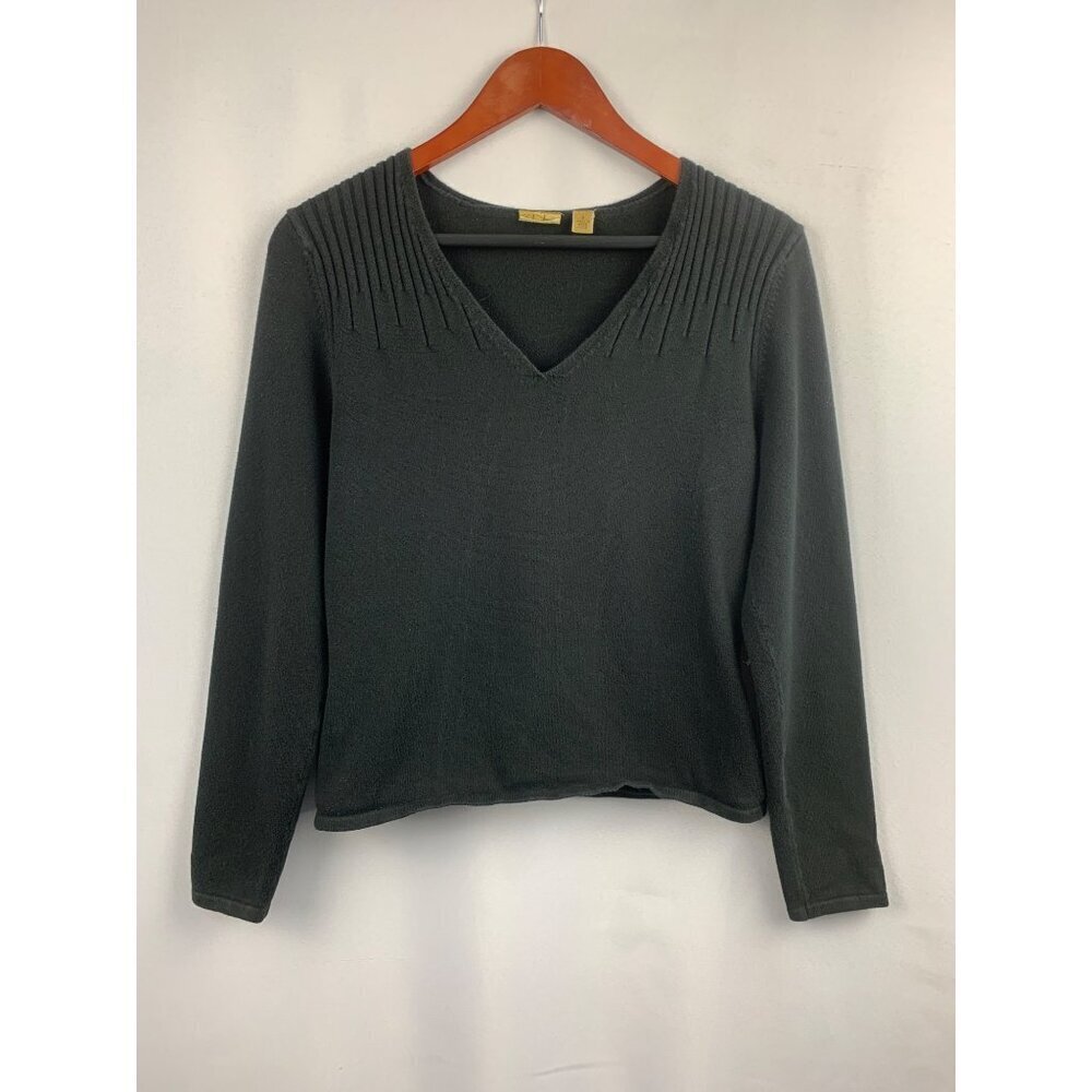 Castro Womens V-Neck Sweater Size S Black Cotton Blend